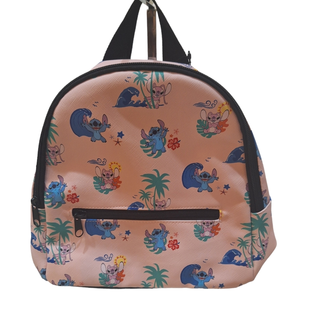 Disney Lilo & Stitch Bioworld Stitch & Angel Tropical Print Mini Backpack NEW